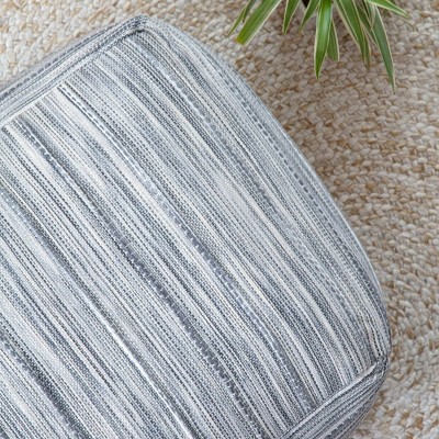 Gray and Blue Cotton Polyester Square Pouf Ottoman