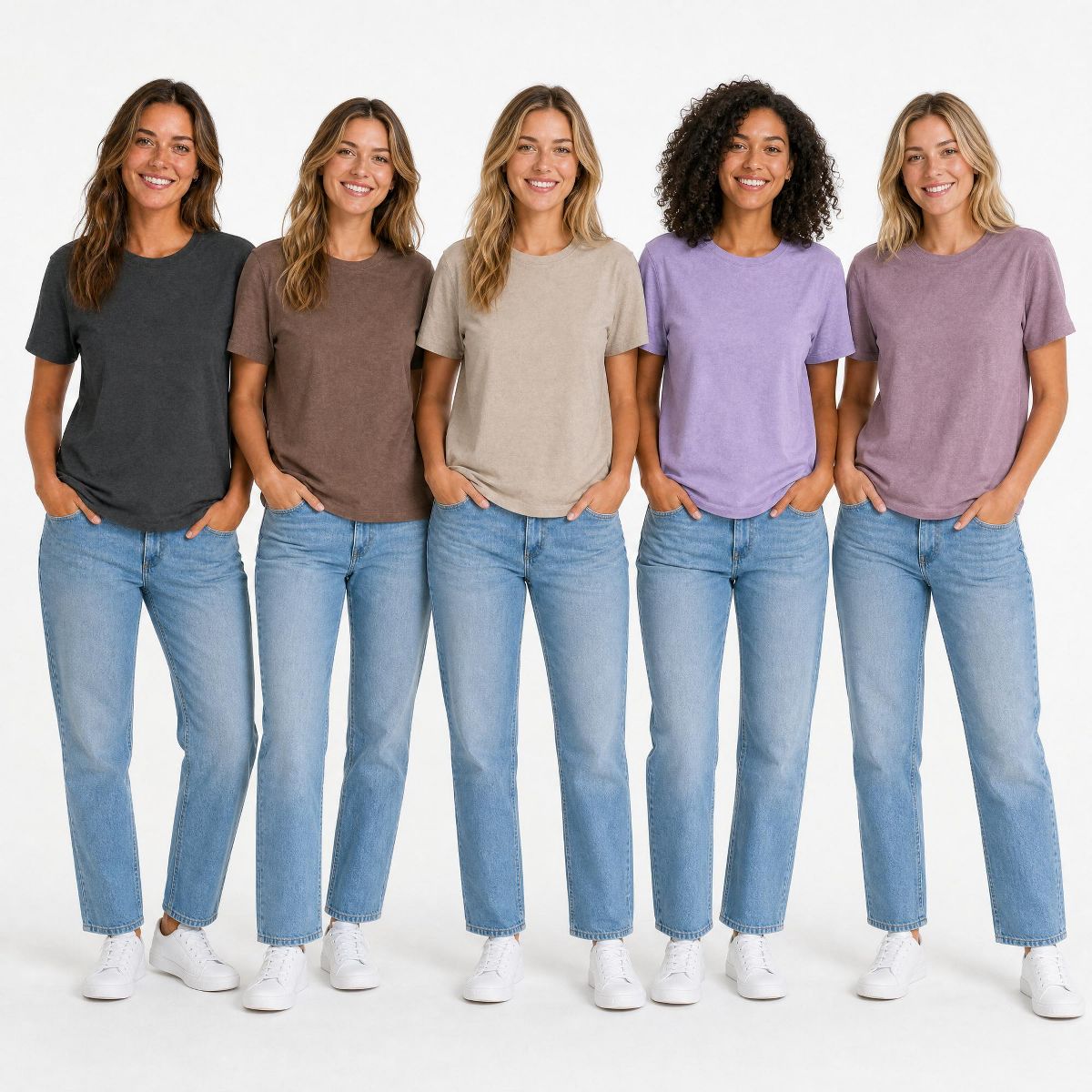 Beverly Hills Polo Club Women's 5-Pack Boxy T-Shirt - Short Sleeve Crew Neck Relaxed Tee (S-XL) - thumbnail 2