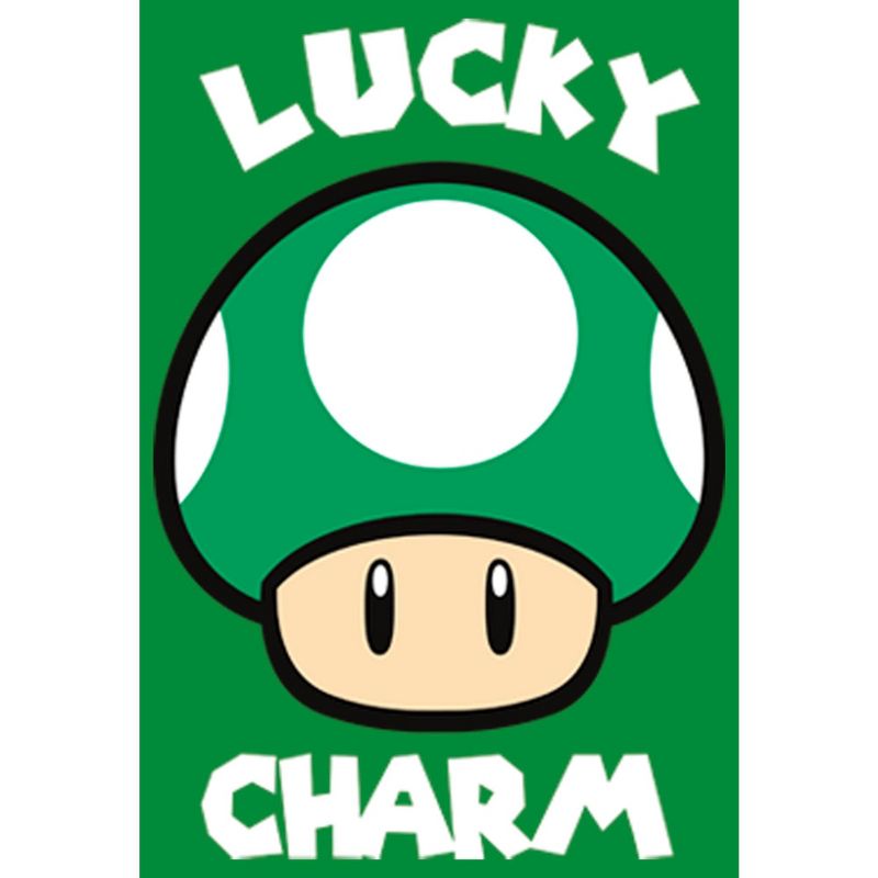 Men's Nintendo Super Mario St. Patrick's Day Extra Life Mushroom Lucky Charm T-Shirt, 2 of 5