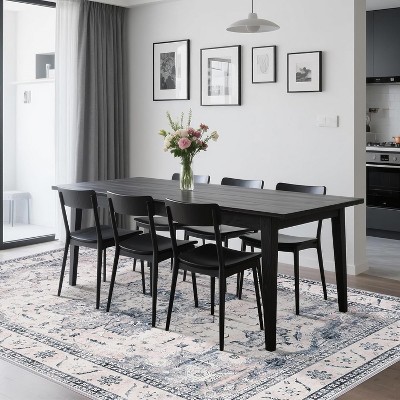 Promotion Sale! Boho Faux Wool Area Rug, Low Pile, Soft Floral Medallion Vintage Design, Anti-Slip TPR,  Living Room Rug