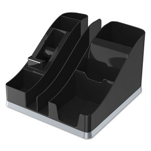 deflecto Silhouettes All-In-One Caddy, 6 Compartments, Plastic, 8.13 x 9.13 x 5.19, Black/Silver - 1 of 4