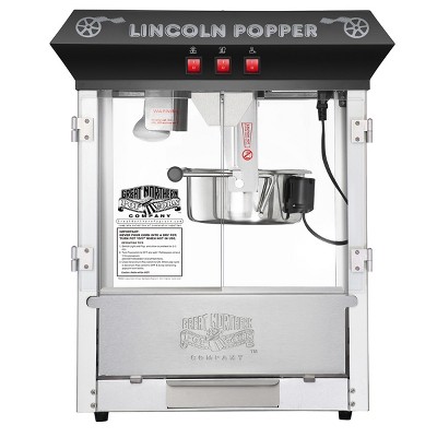 Lincoln Countertop Popcorn Machine- Popper Makes 3 Gallons- 8-Ounce Kettle, Old Maids Drawer, Warming Tray and Scoop by Great Northern Popcorn (Black)