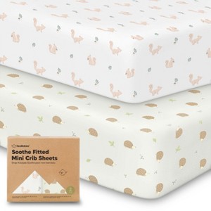 KeaBabies Mini Crib Sheets for Baby Girls, Boys, 2-Pack Soothe Pack and Play Sheets Fitted, Organic Pack N Play Mattress Sheet - 1 of 4