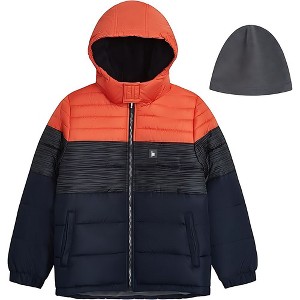 London Fog Boys' Heavyweight Puffer Jacket with Soft-Lined Hood and Fleece Beanie - 1 of 4