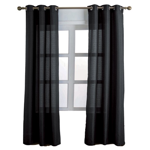 RT Designers Collection Cole Textured Grommet Room Darkening Curtain Panel Black - image 1 of 4