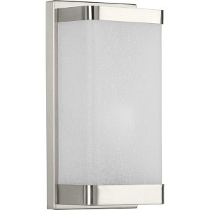 Progress Lighting Linen Glass Sconce, 1-Light Wall Light, Brushed Nickel, Etched Glass Shade - 1 of 4
