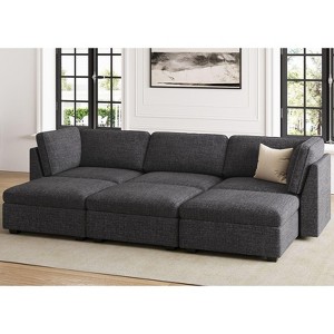 Belffin 6-Seater Sleeper Sectional - Convertible Cloud Couch with Storage & Plush Chenille - 1 of 4