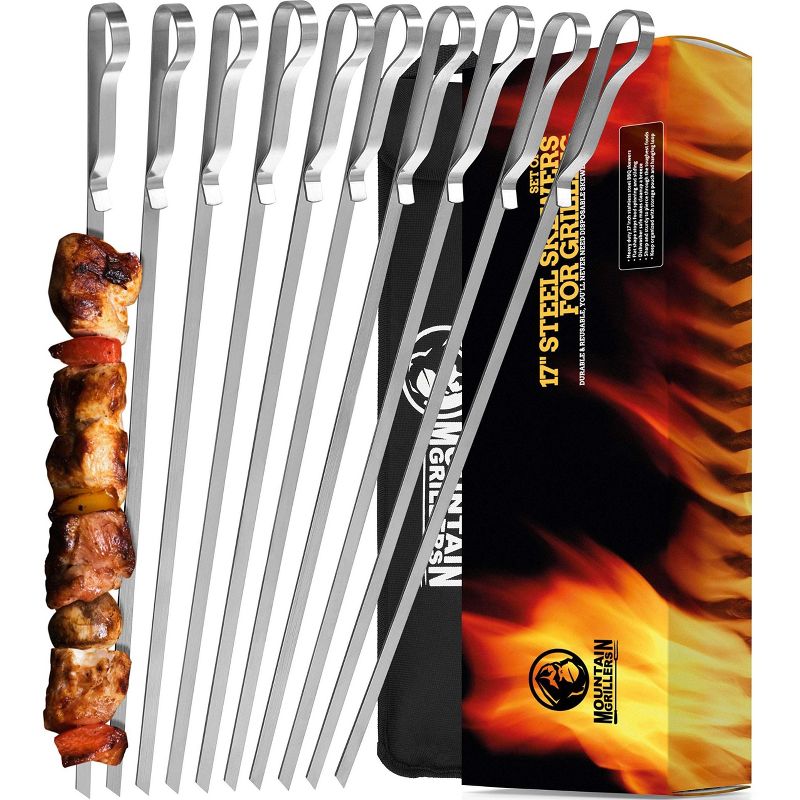 Mountain Grillers 17'' BBQ Grilling Kabob Skewers - Set of 10, 1 of 4