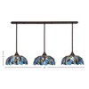 Toltec Lighting Any 3 - Light Chandelier in  Dark Granite with 16" Blue Mosaic Art Glass Shade - 2 of 2