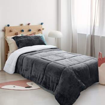 Catalonia Twin Size Fleece Comforter Set,  Ultra-soft Reversible Fluffy Micromink Bedding Set-2 Pieces, 1 Comforter and 1 Pillow Shams, 64x88 Inhces