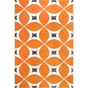 Nuloom Gabriela Geometric 9x12 Area Rug for Living Room Bedroom Dining Room Kitchen, Deep Orange/White - 1 of 4