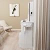 Sapphtopaz Vanity Desk Practical Fashionable Makeup Table with Touch Control LED Mirror, Socket, Hair Dryer Bracket for Small Space - 2 of 4