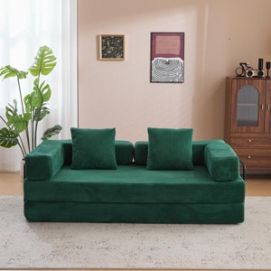 Modern Convertible Floor Sofa Bed with Memory Foam and Corduroy Upholstery for Living Room or Guest Space -3irtyhousy - 1 of 4