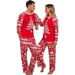 Ekouaer Christmas Pajamas for Family Matching Sets Long Sleeve Xmas Pj Set Soft Holiday Sleepwear - 1 of 4