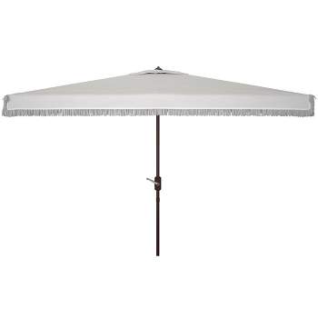 Milan Fringe 6.5 X 10 Ft Rectangle Crank Patio Outdoor Umbrella  - Safavieh
