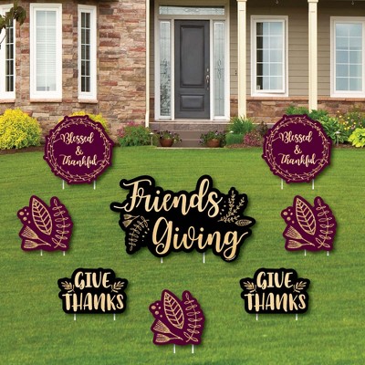 Big Dot of Happiness Elegant Thankful for Friends - Yard Sign and Outdoor Lawn Decorations - Friendsgiving Thanksgiving Party Yard Signs - Set of 8