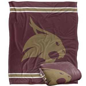 Texas State University Primary Logo Stripes Silky 50x60 Blanket, 1 Sided 50x60 - 1 of 4