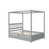 Full Size Canopy Bed with Twin Trundle, Kids Solid Wood Platform Bed Frame w/ Headboard, No Box Spring Needed - image 3 of 4