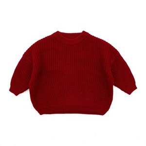 Gender Neutral Kid's Knitted Sweater Solid Color - Little Trendy - 1 of 1