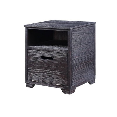 Antique Black 24" Pine Wood End Table with Storage