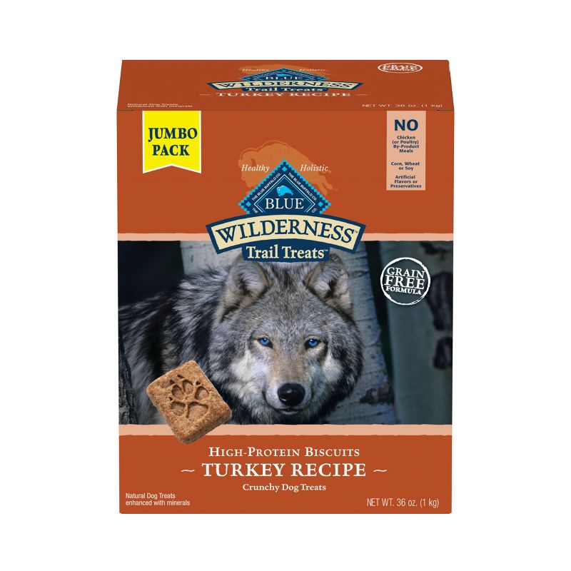 Blue Buffalo Wilderness 100% Grain-Free Biscuits Turkey Recipe Crunchy Dog Treats, 1 of 10