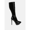 CHATTON Tan Patent Stiletto High Heeled Calf Boots - 2 of 4