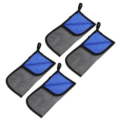 Unique Bargains Extra Large 500 GSM Microfibre Car Drying Towel 9.84"x9.84" Gray Blue 4 Pcs