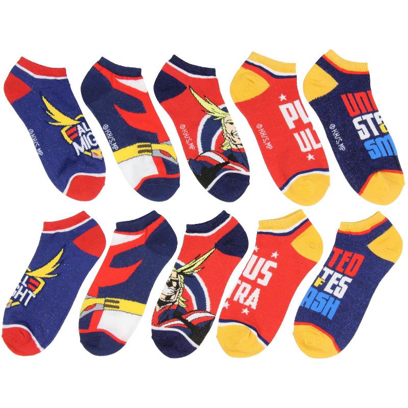 My Hero Academia Adult All Might Themed Designs 5 Pack No Show Ankle Socks Multicoloured, 2 of 4