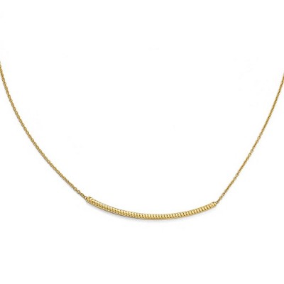 Black Bow Jewelry 14k Gold Polished & Textured Reversible Curved Bar Necklace, 16-18 in
