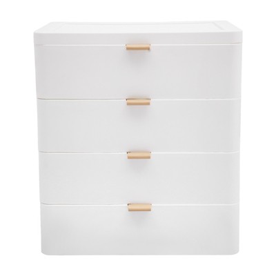 YIYIBYUS Desktop Storage Box, Desk Organizer with Drawer, White