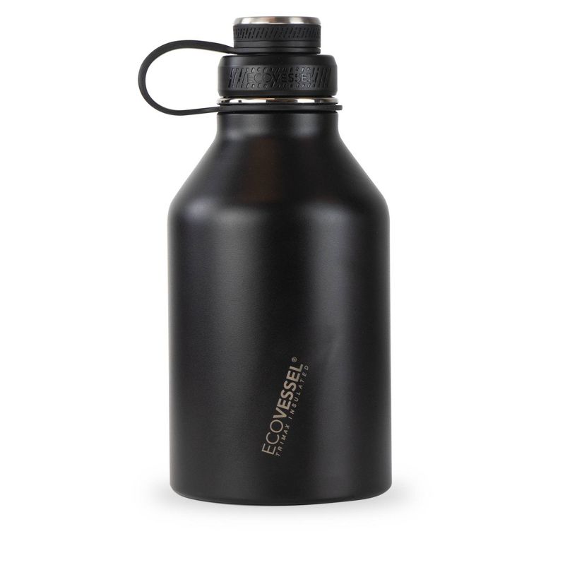 EcoVessel 64oz Large Insulated Stainless Steel Beer Growler Bottle - Black, 1 of 5