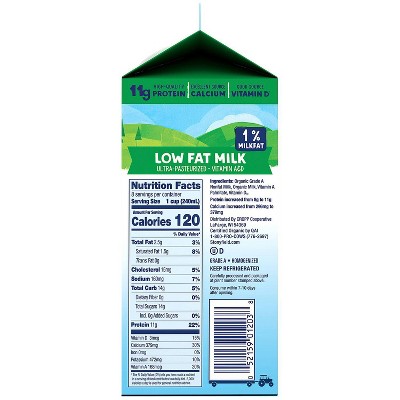 Stonyfield Organic 1% Milk - 0.5gal
