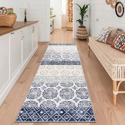 Washable Printed Rug Non Slip Low Pile Rug Soft Throw Floor Cover Foldable Indoor Carpet for Living Room Bedroom Playroom Nursery