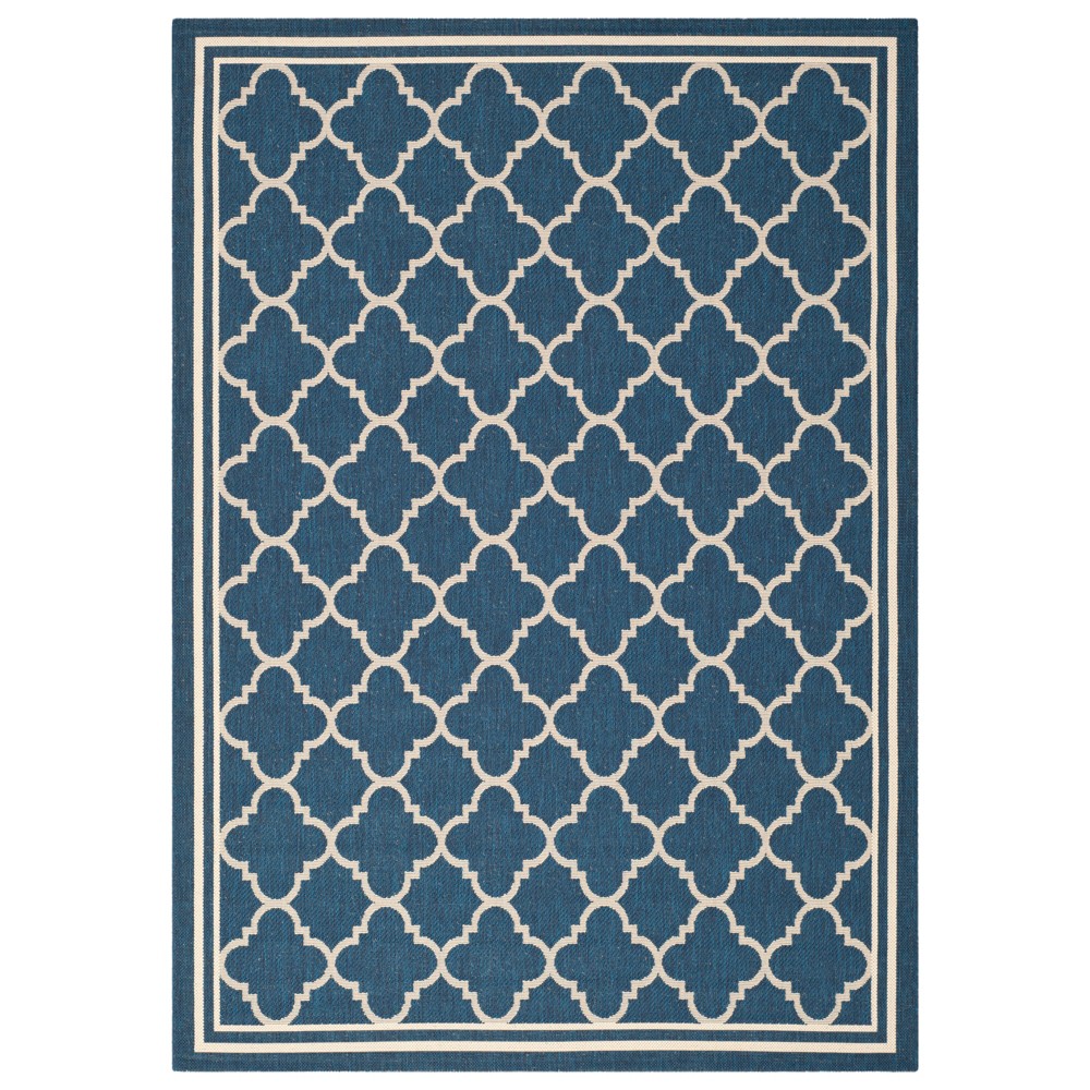 4'X5'7in Rectangle Renee Outdoor Patio Rug Navy/Beige - Safavieh