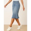 INSPIRE CHIC Women's Casual High Waist Stretchy Midi Jean Skirt - 4 of 4