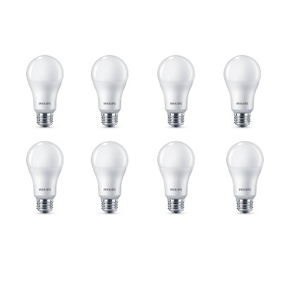 Philips LED 100W Frosted Soft White A19 8-Pack (Non-T20): 1500 Lumens, Standard E26 Base, 2700K, General Purpose Light Bulbs