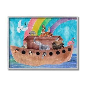 Stupell Industries Cute Animals Watercolor Noah's Ark Under Rainbow - 1 of 4