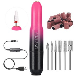 SAVILAND Portable Electric Nail Drill: 20000RPM Electric Nail File Gradient Dark Pink Nail Drill 7 Nail Drill Bits(Black Pink). (Black Pink) - 1 of 4