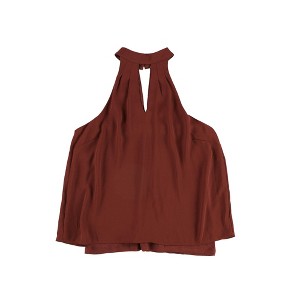 bar III Womens Keyhole Cold Shoulder Blouse, Brown, Small - 1 of 2