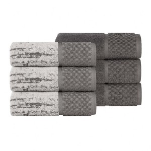 100% Cotton Medium Weight Two-Toned Jacquard and Solid Assorted Towel Set by Blue Nile Mills - 1 of 4