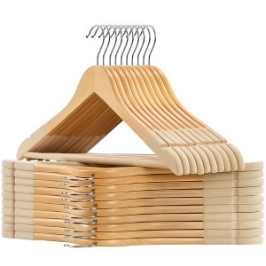 SONGMICS 20 Pack Velvet Wooden Hangers Non-Slip Wooden Hangers Coat Hangers with Shoulder Grooves 360¡ã Swivel Hook Natural - 1 of 4