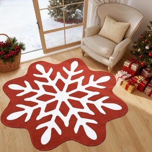 Christmas Rug for Snowflake Carpet Xmas Holiday Accent Indoor Rugs Non Slip Bedroom Rug Non Shedding Snow Floor Mats - 1 of 4