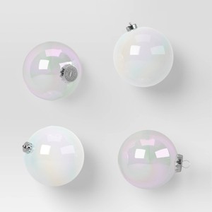 4ct 150mm Christmas Ornament Set Iridescent White/Clear - Wondershop™ - 1 of 4