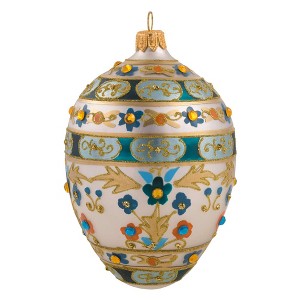 Miss Christmas 5.0 Inch Elegant Floral Pattern Fabrege Egg Christmas Tree Ornament , Christmas Decor Christmas, Easter, Spring (1PC) - 1 of 4