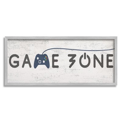 Stupell Industries Game Zone Video Gamer Phrase Rustic Blue Controller