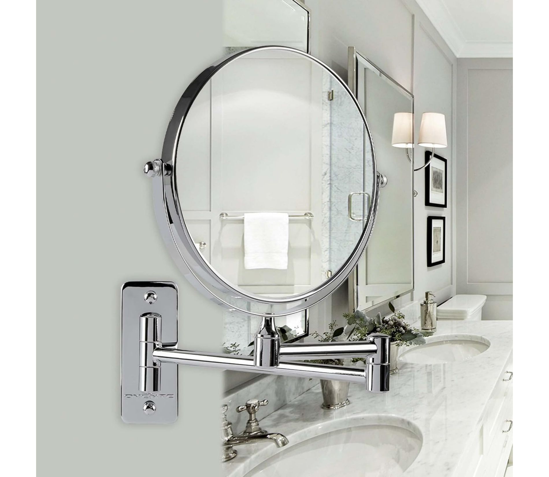ARTLOGE 8 Inch Two-Sided Swivel Wall Mount Makeup Mirror Chrome Vanity Bathroom Shaving Mirror