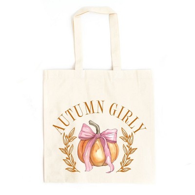 City Creek Prints Coquette Autumn Girly Canvas Tote Bag - 15x16 - Natural