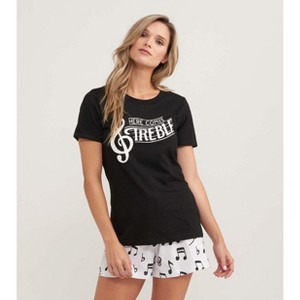 Little Blue House Here Comes Treble Women's Pajama T-Shirt Black XX-Large - 1 of 4