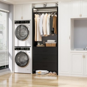 Aheaplus 24'' Freestanding Closet Organizer System with Hanging Rods and Drawers - 1 of 4