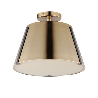 Maxim Lighting Carlo 1 - Light Semi-Flush Mount in  Dark Bronze/Leather/Heritage Brass